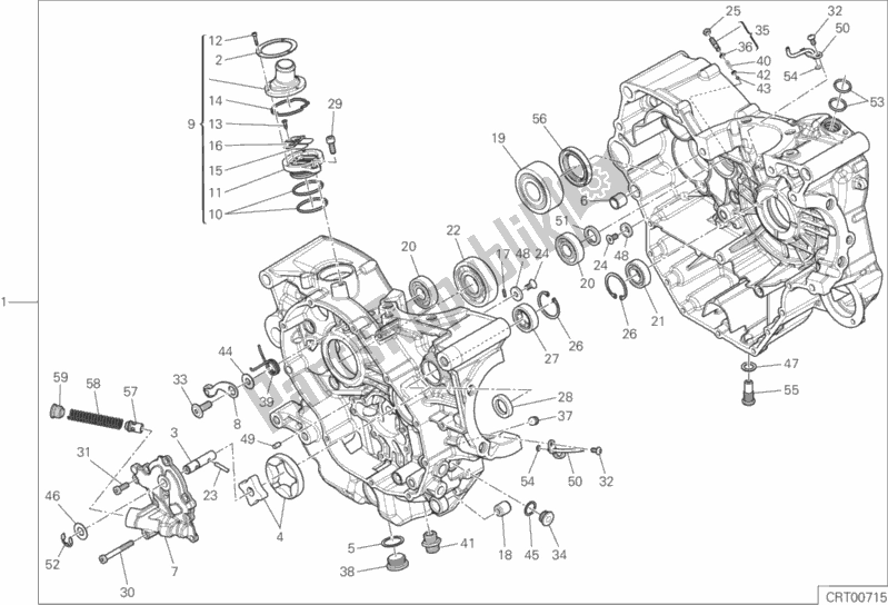 All parts for the 010 - Half-crankcases Pair of the Ducati Monster 821 USA 2017